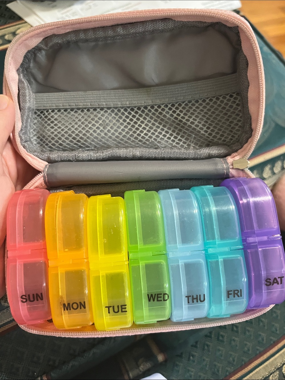 Everyday Pink Travel Pill Organizer Case with Seven-Day Compartments - Picture 3 of 9
